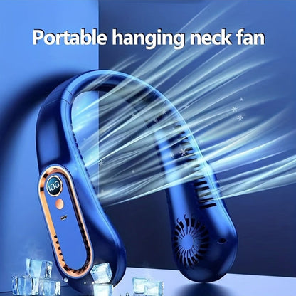 Bladeless Neck Cooling Fan with Five Speeds, Digital Display and USB Rechargeable Hands Free Design
