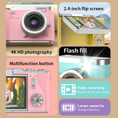4K Digital Camera Flip Screen