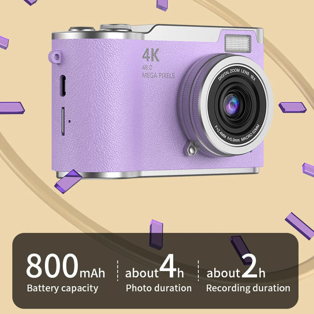 4K Digital Camera Flip Screen