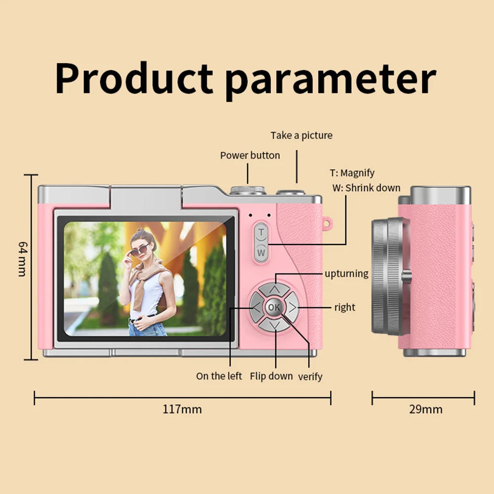 4K Digital Camera Flip Screen