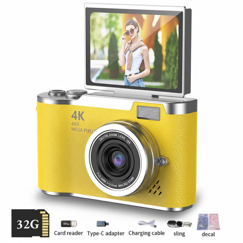 4K Digital Camera Flip Screen