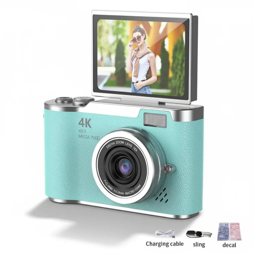 4K Digital Camera Flip Screen