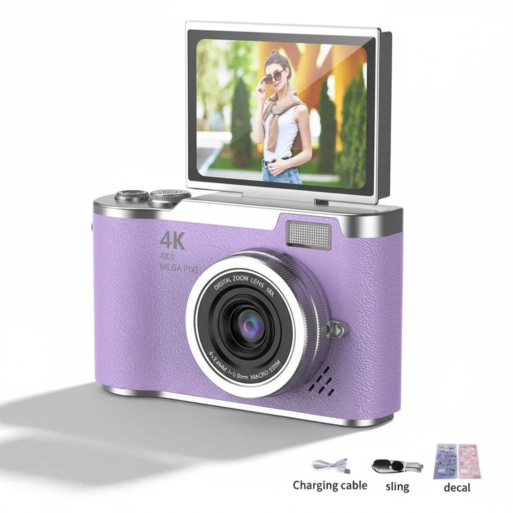 4K Digital Camera Flip Screen