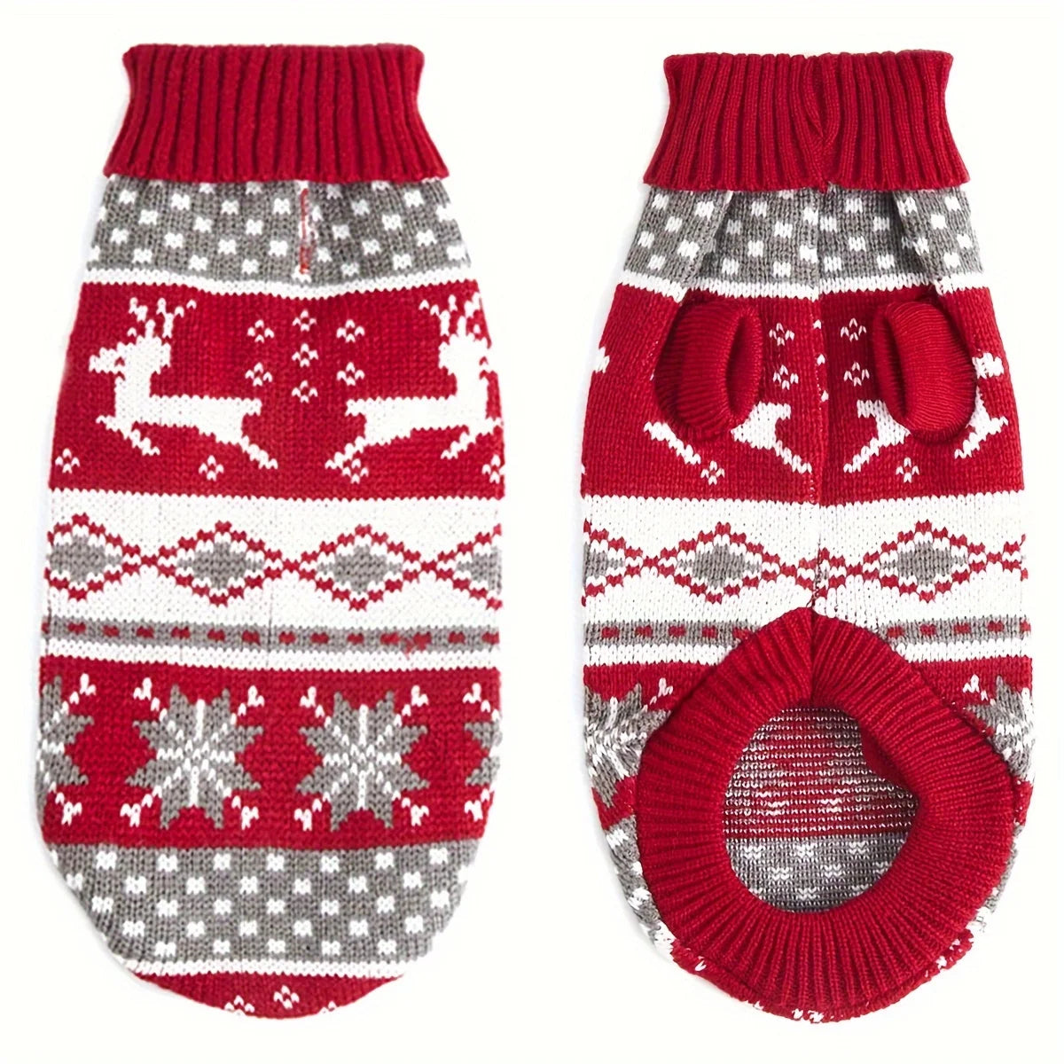 Knitted Dog Christmas Sweater for Small and Medium Pets Cosy Red Acrylic Knit Pet Jumper S to XL