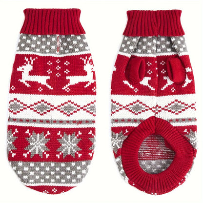 Knitted Dog Christmas Sweater for Small and Medium Pets Cosy Red Acrylic Knit Pet Jumper S to XL