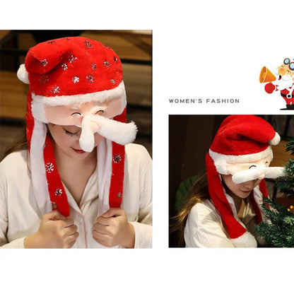 Plush Christmas Hat Party Accessory Soft Santa Hat with Thick Lining Reindeer Snowman Styles