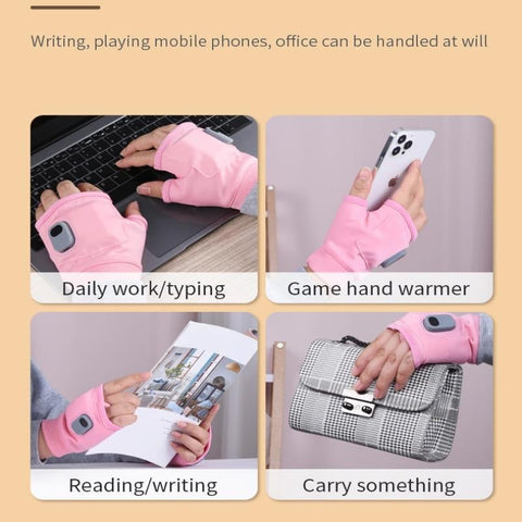 USB C Rechargeable Heated Fingerless Gloves with Three Heat Levels 1800mAh Battery One Size