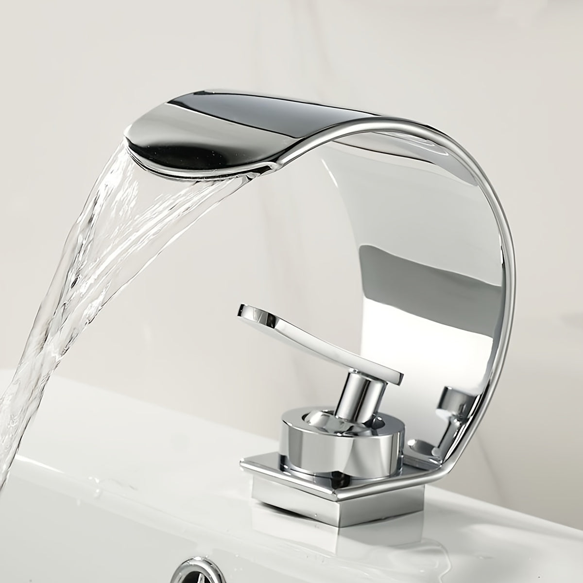 Waterfall Basin Tap for Vanity Sinks in 304 Stainless Steel with Single Lever and Ceramic Valve