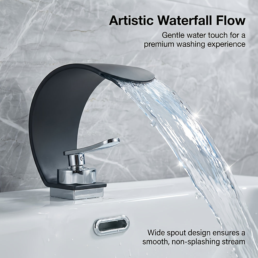 Waterfall Basin Tap for Vanity Sinks in 304 Stainless Steel with Single Lever and Ceramic Valve