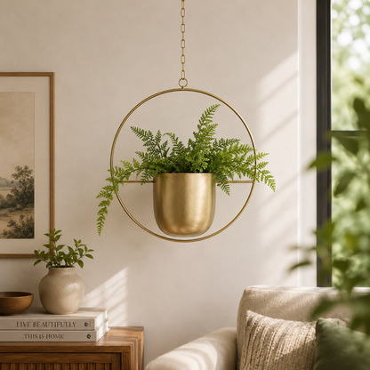 Hanging Iron Planter, Wall-Mounted Minimalist Plant Holder for Indoor Gardening