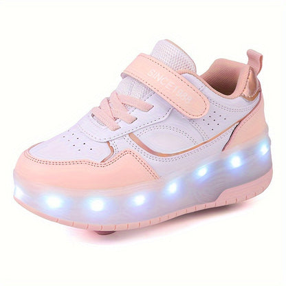 Children's Roller Sneakers with Retractable Wheels and Rechargeable LED Light-Up Sole