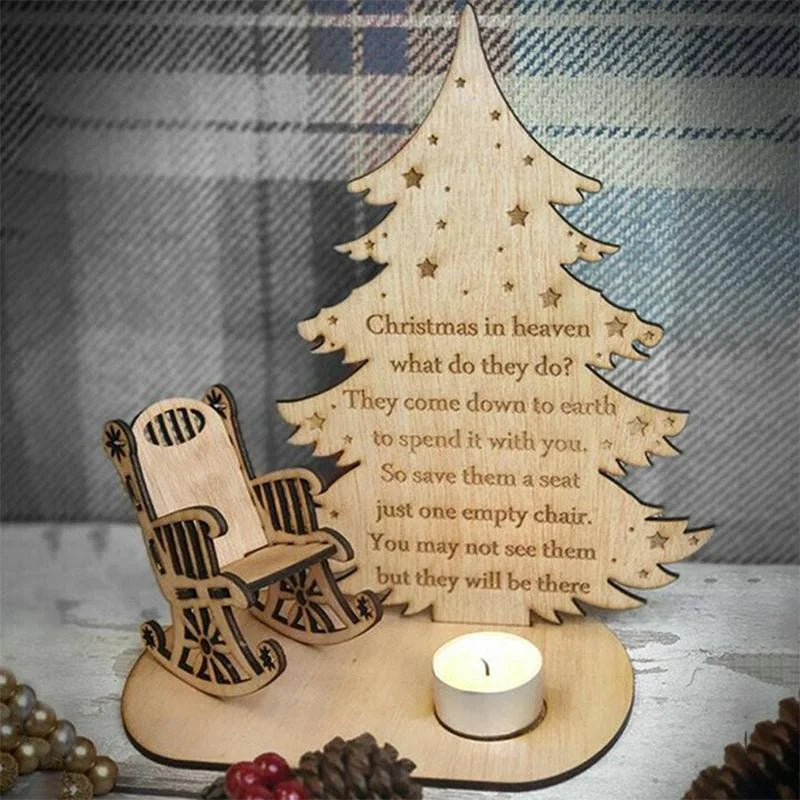 Christmas Remembrance Ornament Wooden Rocking Chair Candle Holder Memorial Tree Decoration Gift