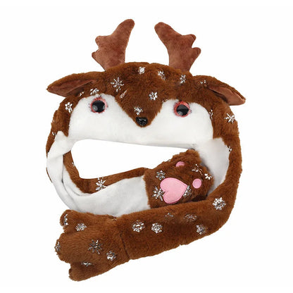 Plush Christmas Hat Party Accessory Soft Santa Hat with Thick Lining Reindeer Snowman Styles