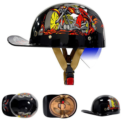 DOT Certified Baseball Style Motorcycle Half Helmet with ABS Shell, EPS Liner and Inner Sun Visor