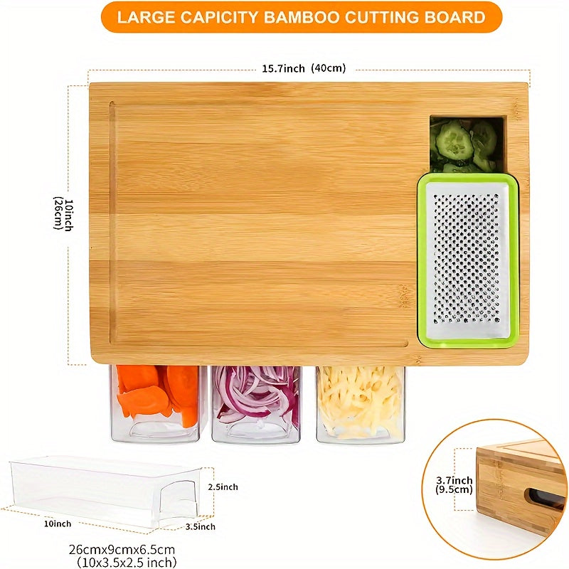 Bamboo Cutting Board with Storage Trays
