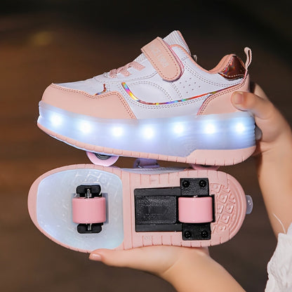 Children's Roller Sneakers with Retractable Wheels and Rechargeable LED Light-Up Sole