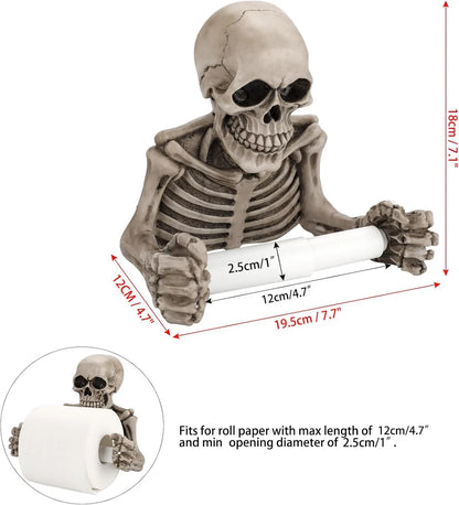 Skeleton Toilet Paper Holder, Gothic Skull Bathroom Decor with Spindle Roller and Screw Fixing Holes