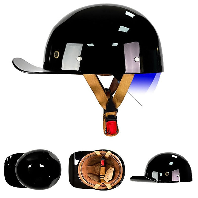 DOT Certified Baseball Style Motorcycle Half Helmet with ABS Shell, EPS Liner and Inner Sun Visor
