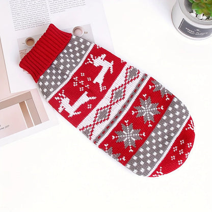Knitted Dog Christmas Sweater for Small and Medium Pets Cosy Red Acrylic Knit Pet Jumper S to XL