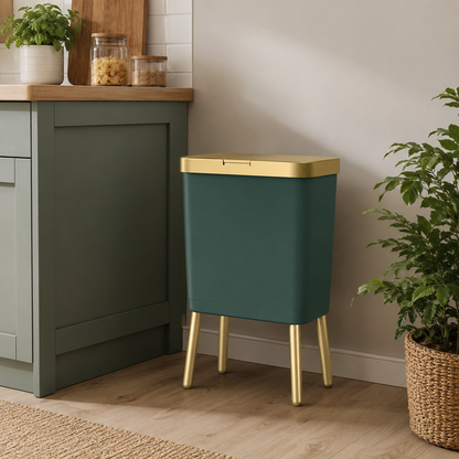 15L Odour-Sealing Trash Can, Flip-Top Waste Bin with Elevated Legs for Kitchen & Bathroom