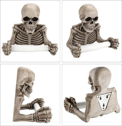 Skeleton Toilet Paper Holder, Gothic Skull Bathroom Decor with Spindle Roller and Screw Fixing Holes