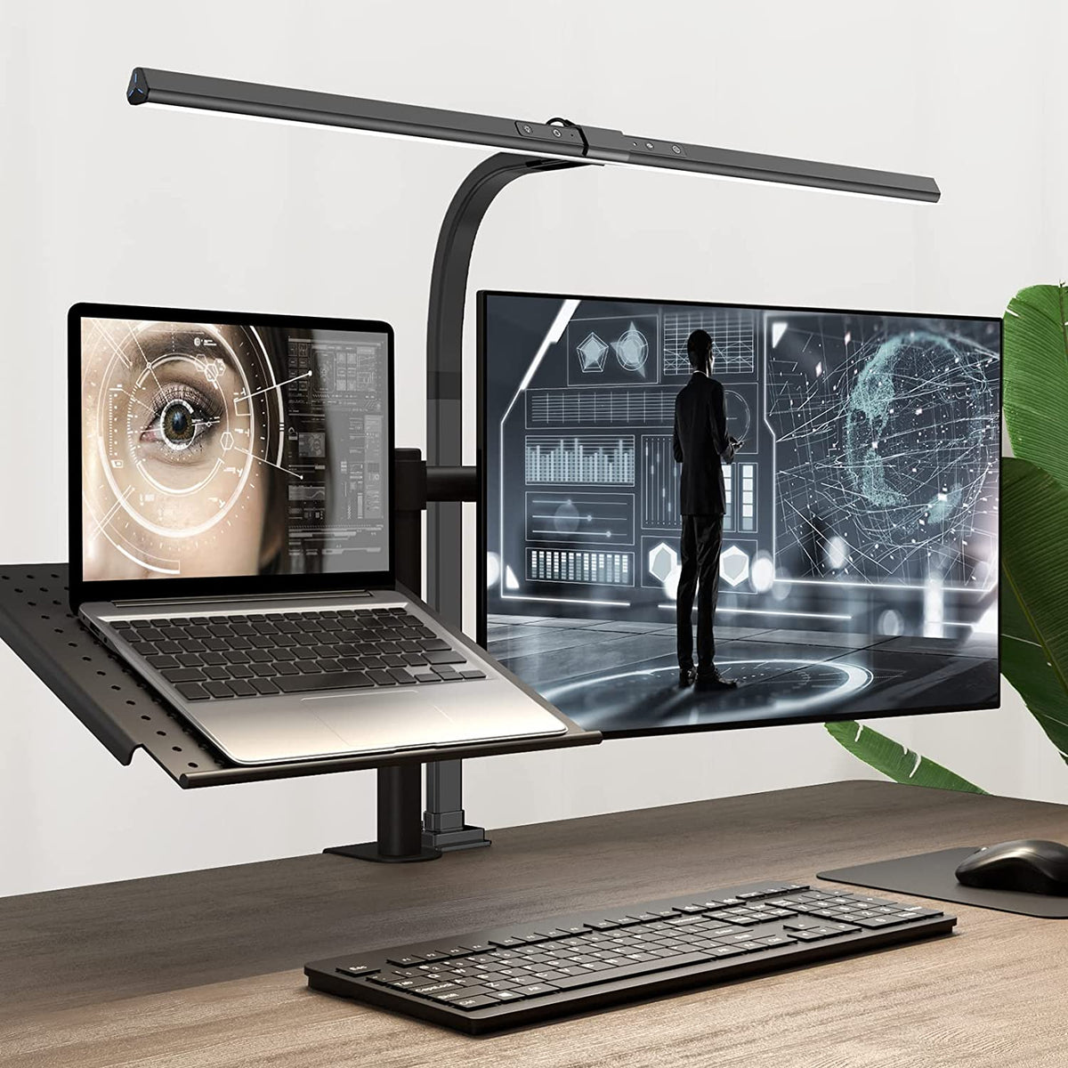 Clamp On LED Desk Lamp with 1100 Lumens, Dimmable Light Bar with 3000K to 6000K and Memory Mode