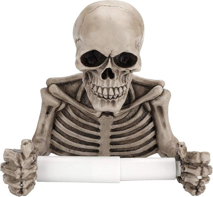 Skeleton Toilet Paper Holder, Gothic Skull Bathroom Decor with Spindle Roller and Screw Fixing Holes