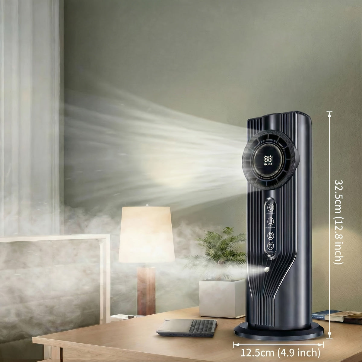 USB Portable Cooling Fan with Humidifier, 6 Speed Quiet Desk Air Cooler with 6 Hour Timer for Home