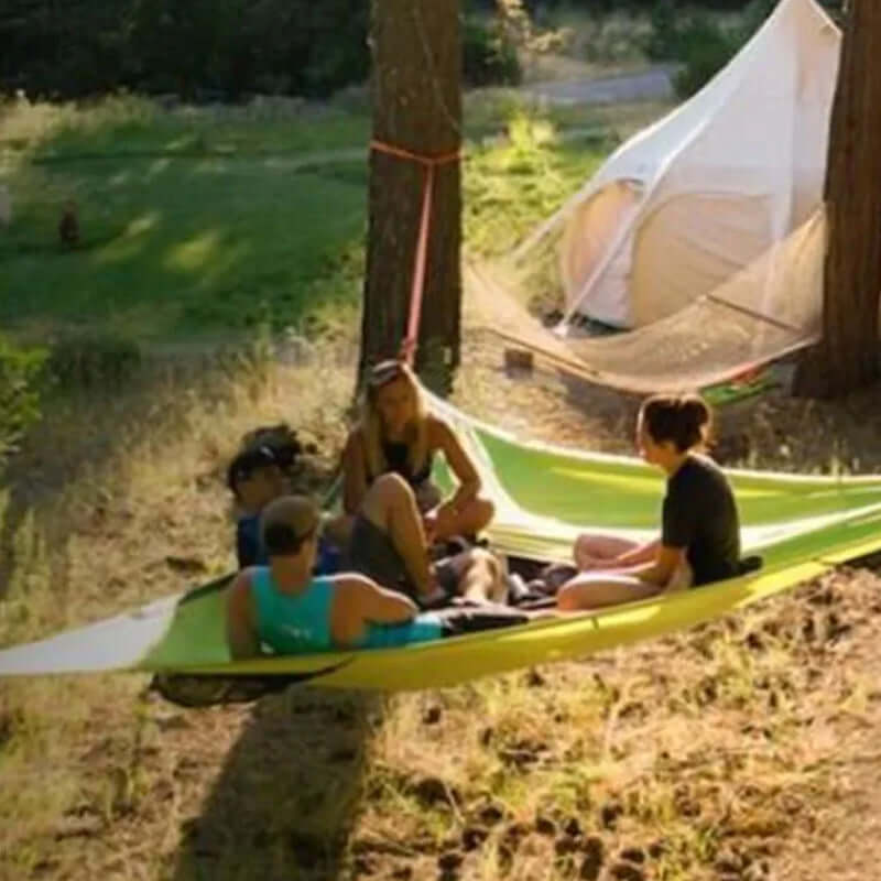 Triangular Multi-Person Hammock with 3-Point Suspension System for Outdoor Lounging