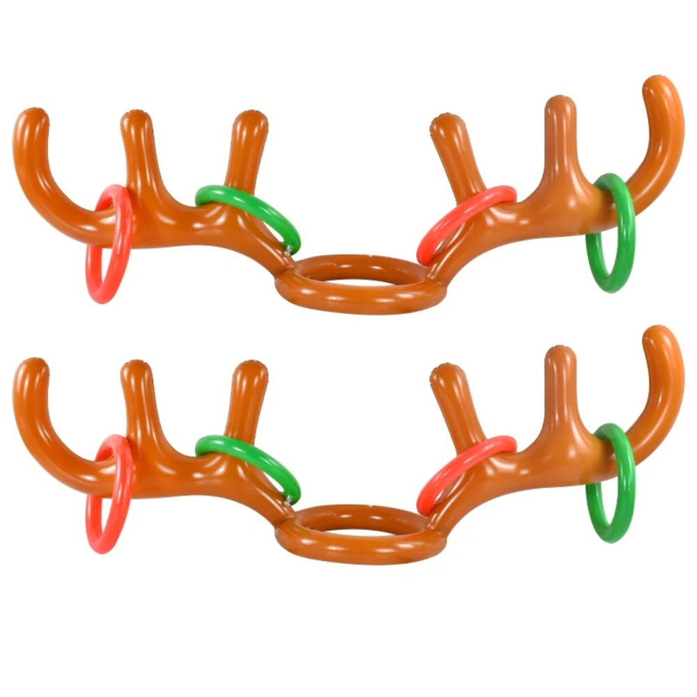 Reindeer Antler Ring Toss Christmas Game Inflatable Antler Hat with Rings for Kids and Adults Party