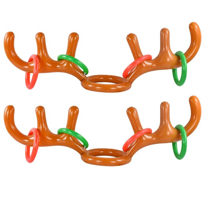 Reindeer Antler Ring Toss Christmas Game Inflatable Antler Hat with Rings for Kids and Adults Party