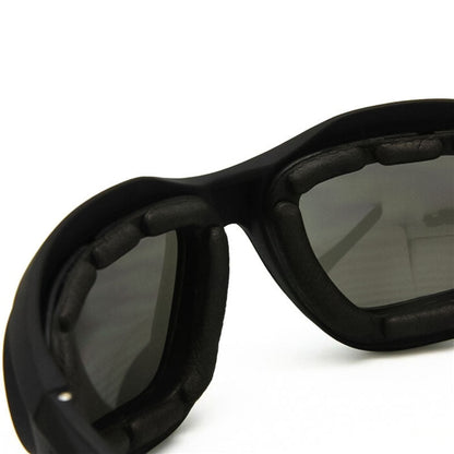 Polarised UV400 Motorcycle Sunglasses with Wraparound Frame, Interchangeable Lenses and Case