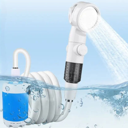 Portable USB Rechargeable Shower Pump with Adjustable Water Flow Cordless Camping Shower Head