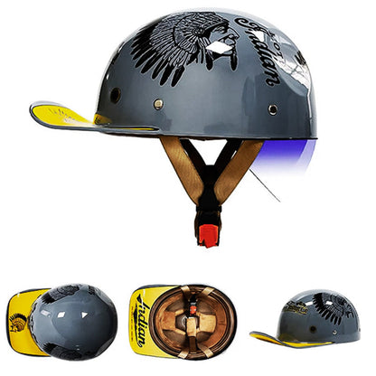 DOT Certified Baseball Style Motorcycle Half Helmet with ABS Shell, EPS Liner and Inner Sun Visor