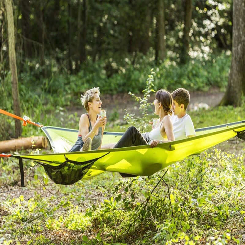 Triangular Multi-Person Hammock with 3-Point Suspension System for Outdoor Lounging