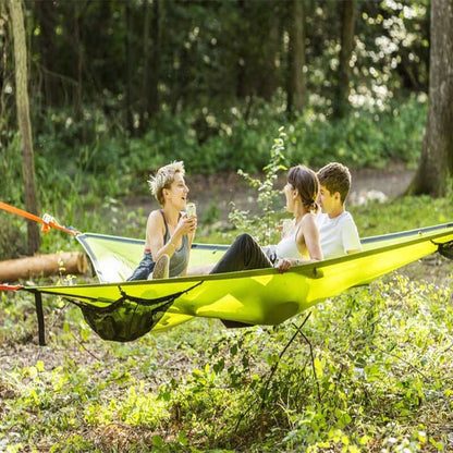 Triangular Multi-Person Hammock with 3-Point Suspension System for Outdoor Lounging
