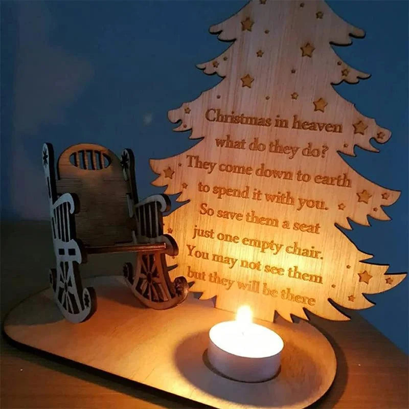 Christmas Remembrance Ornament Wooden Rocking Chair Candle Holder Memorial Tree Decoration Gift