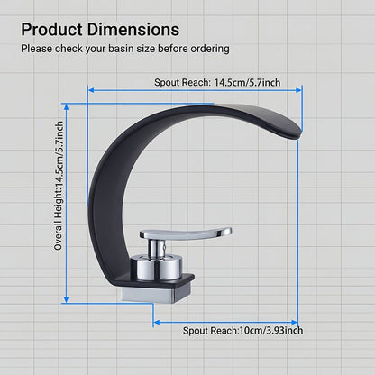 Waterfall Basin Tap for Vanity Sinks in 304 Stainless Steel with Single Lever and Ceramic Valve