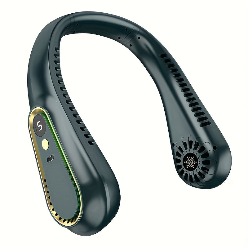 Bladeless Neck Cooling Fan with Five Speeds, Digital Display and USB Rechargeable Hands Free Design