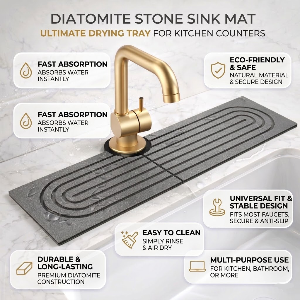 Diatomite Stone Sink Mat