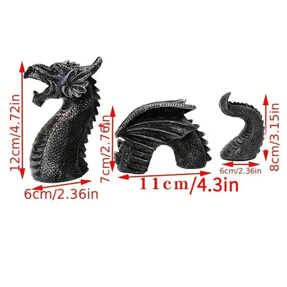 Emerging Dragon Garden Sculpture, Multi Piece Resin Dragon with Head, Wings and Tail, Stone Effect