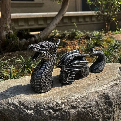 Emerging Dragon Garden Sculpture, Multi Piece Resin Dragon with Head, Wings and Tail, Stone Effect