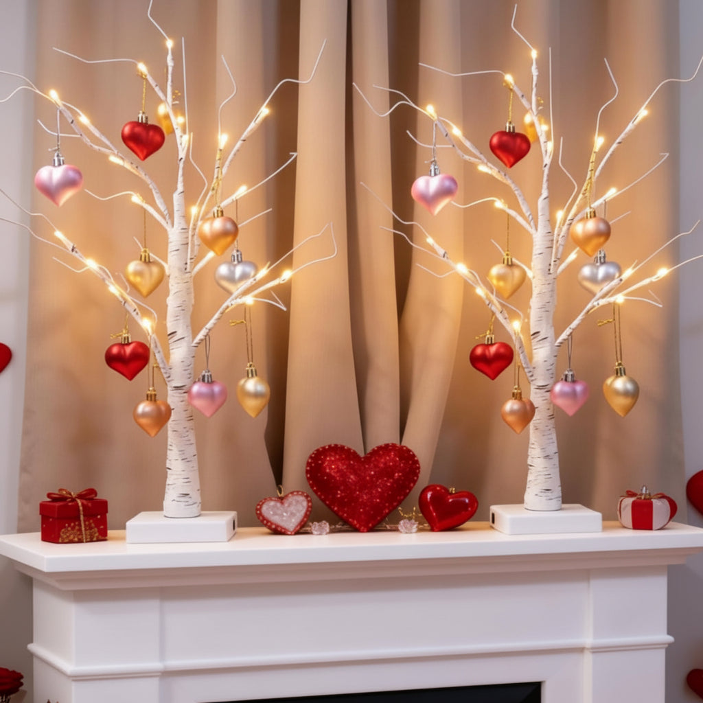 Birch Tree Heart LED Lamp