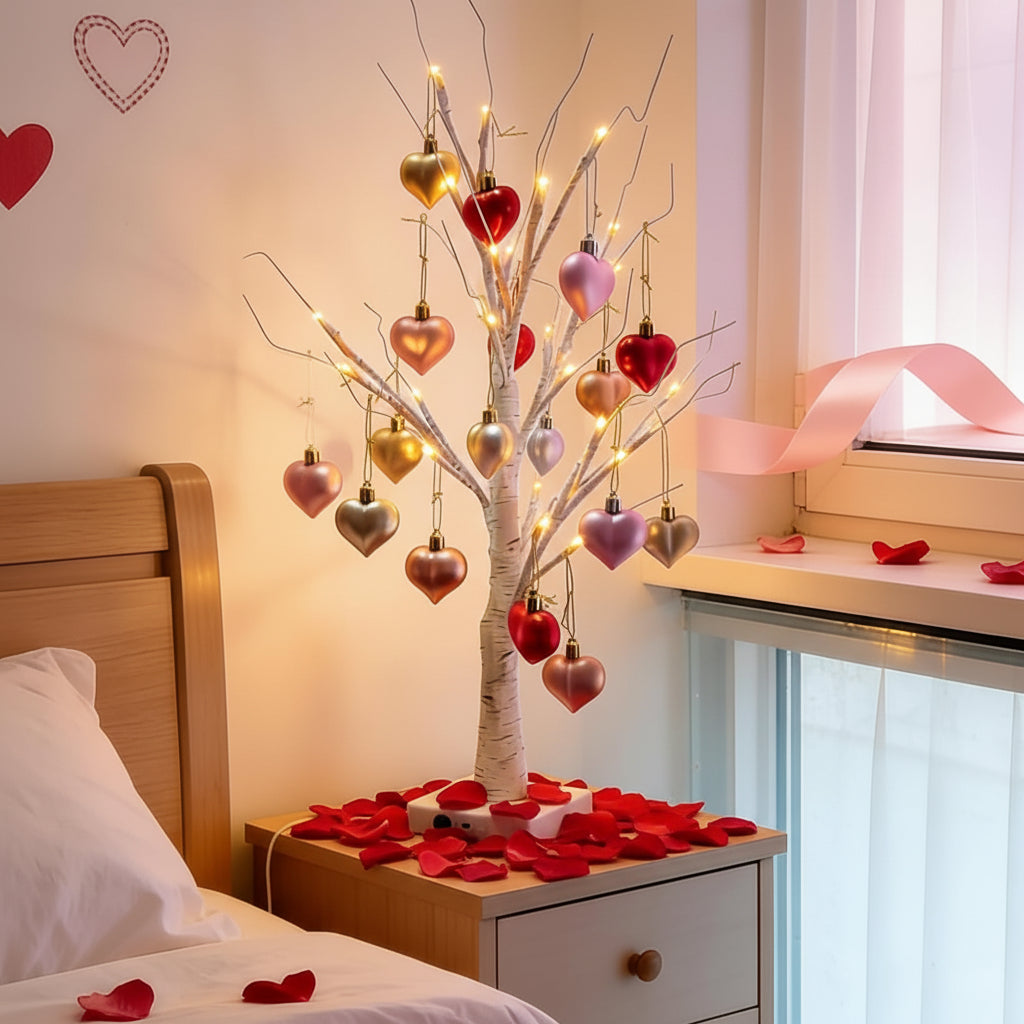 Birch Tree Heart LED Lamp