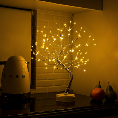 Decorative Bonsai Tree LED Table Lamp with Warm White Glow and USB or Battery Power