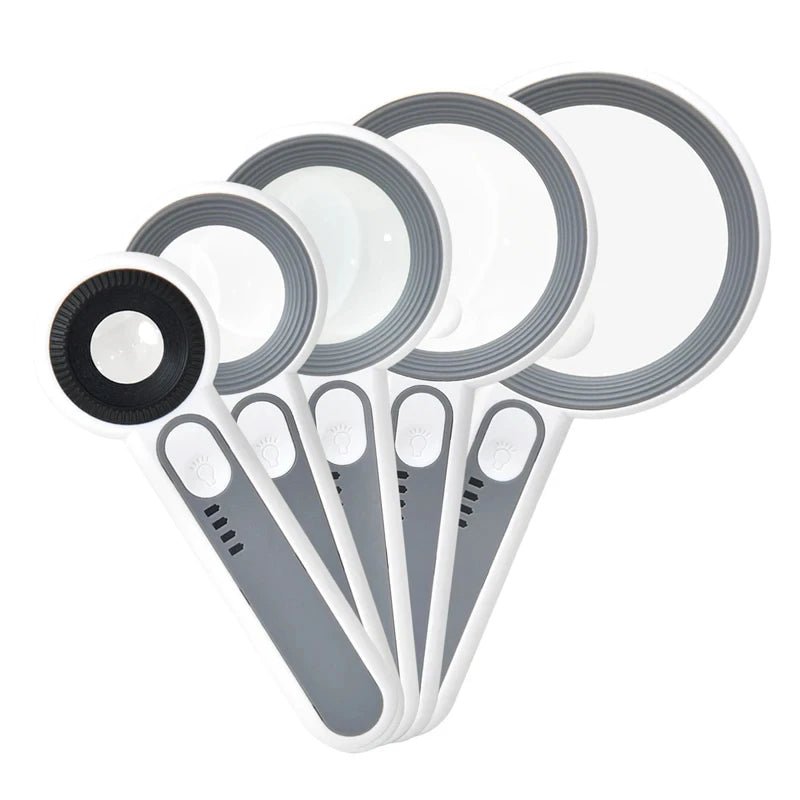 Rechargeable 12x LED Magnifying Glass with Ergonomic Handle for Reading, Crafts and Fine Detail Work