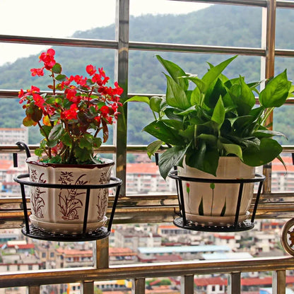 Balcony Railing Pot Holder with Open Drainage Base for Space-Saving Plant Display