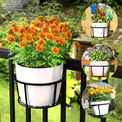 Balcony Railing Pot Holder with Open Drainage Base for Space-Saving Plant Display