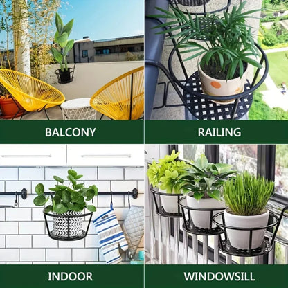Balcony Railing Pot Holder with Open Drainage Base for Space-Saving Plant Display