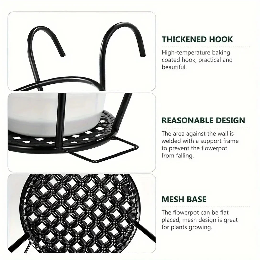 Balcony Railing Pot Holder with Open Drainage Base for Space-Saving Plant Display